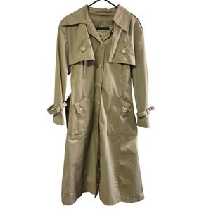Kmart Water Repellent Trench Coat Vintage Size 16 Tan Belted Long All Purpose